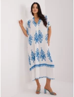 Sukienka DHJ SK model 21258862 biało niebieski - FPrice Sukienka DHJ SK model 21258862 biało niebieski - FPrice