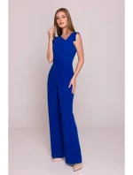 S407 Elegantní overal s asymetrickým výstřihem - královská modř