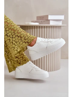 Dámské tenisky na platformě s ozdobným šněrováním bílé Mistra