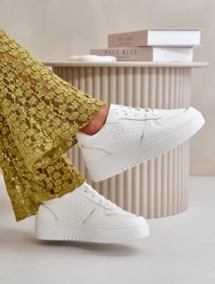 Dámské tenisky na platformě s ozdobným šněrováním bílé model 20458652 - Kesi