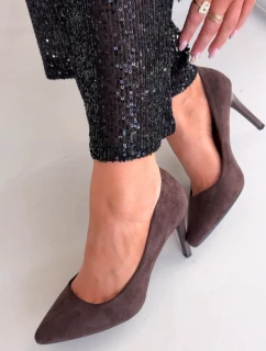 Dámské eko-semišové lodičky Sergio Leone – čokoládové 