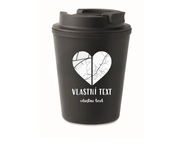 Personalizovaný cestovní termohrnek - dvě mapy jako srdce