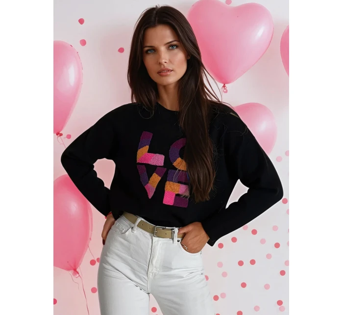 Dámský oversize svetr černý Dstreet model 21970645 - FashionStreet Dámský oversize svetr černý Dstreet model 21970645 - FashionStreet