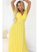 Dlouhé šaty s výstřihem, kosticemi a krátkými rukávy model 21955154 - numoco basic