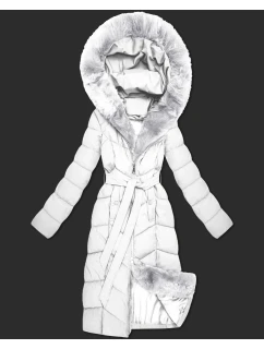 Bílá dámská zimní bunda s kožešinovým panelem S'West (B8525-26)