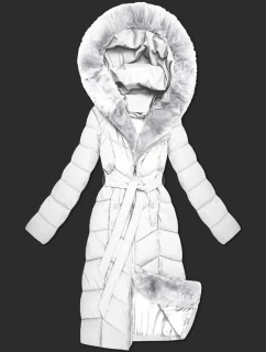 Bílá dámská zimní bunda s kožešinovým panelem S'West (B8525-26)