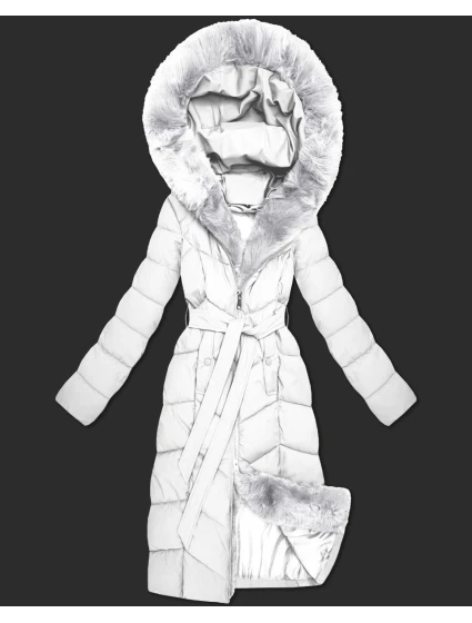 Bílá dámská zimní bunda s kožešinovým panelem S'West (B8525-26) Bílá dámská zimní bunda s kožešinovým panelem S'West (B8525-26)