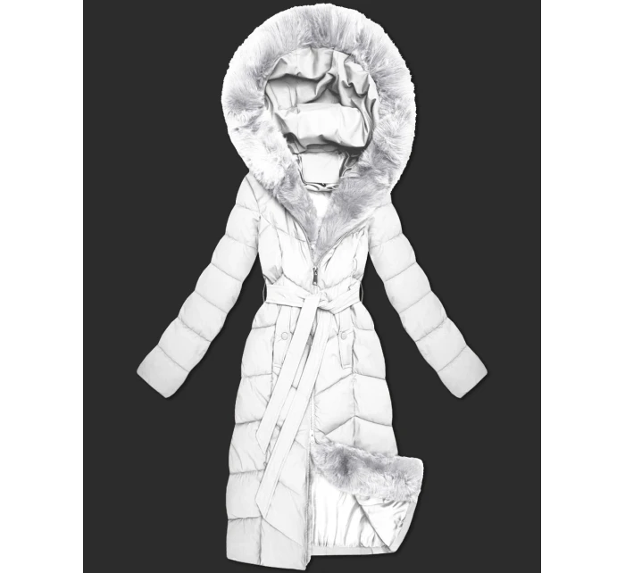 Bílá dámská zimní bunda s kožešinovým panelem S'West (B8525-26) Bílá dámská zimní bunda s kožešinovým panelem S'West (B8525-26)