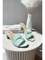Dámské sandály Z Eko Semišu Na Podpatku Mátové Jemenna Dámské sandály Z Eko Semišu Na Podpatku Mátové Jemenna