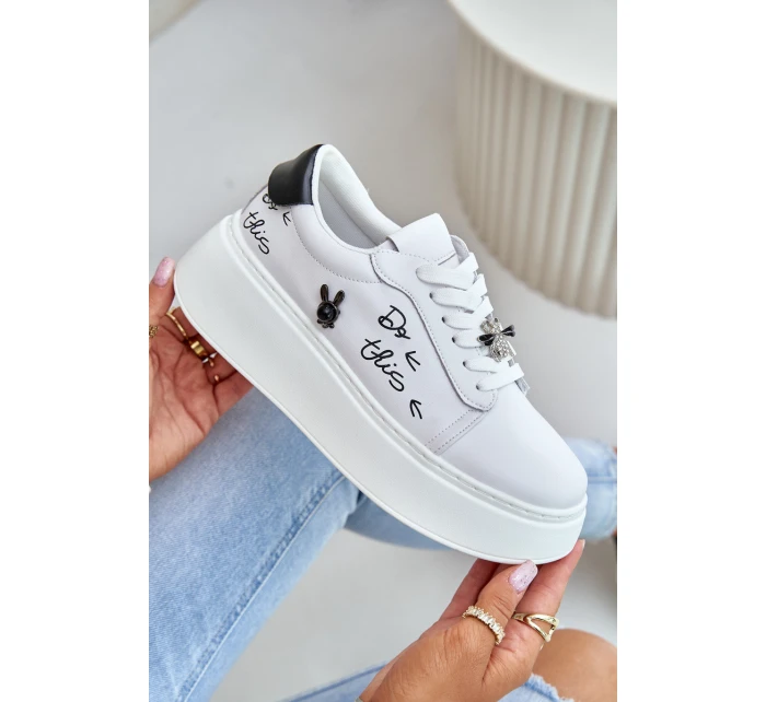 Dámské Kožené Tenisky Na Platformě S  A  Bílé model 21675574 - VINCEZA