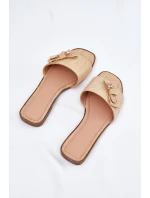 Dámské Pantofle Na Plochém Podpatku S Mašlí Béžové Sallariela Dámské Pantofle Na Plochém Podpatku S Mašlí Béžové Sallariela