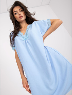 Světle modré oversize šaty s krajkou