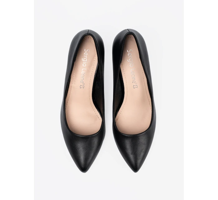 Stylové černé  lodičky dámské na jehlovém podpatku