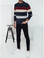 Pánský pruhovaný tmavě modrý svetr FashionStreet WX2240 Pánský pruhovaný tmavě modrý svetr FashionStreet WX2240