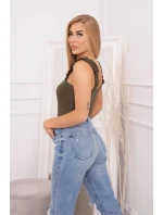 Halenka s nařasenými ramínky v barvě khaki Halenka s nařasenými ramínky v barvě khaki