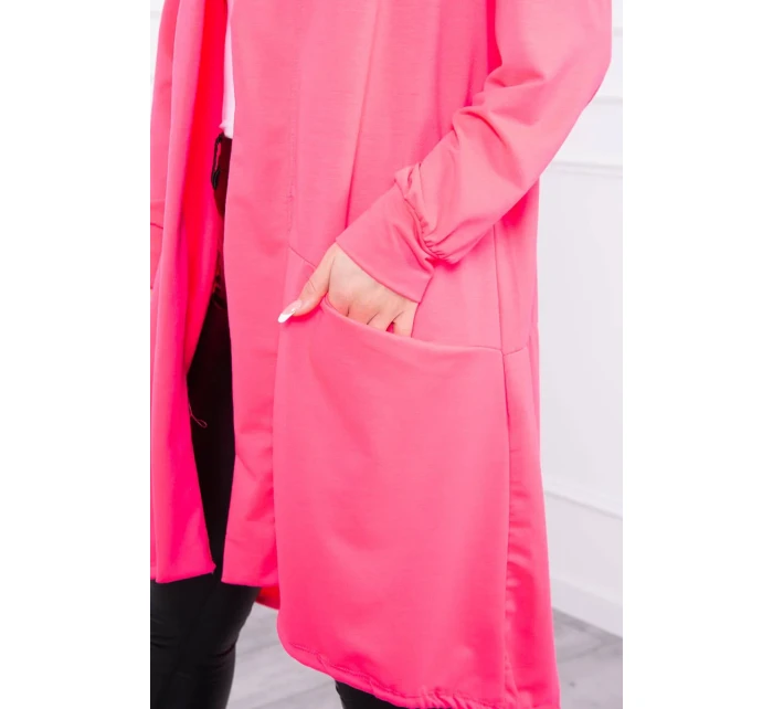 Bunda oversize s kapucí růžová neonová