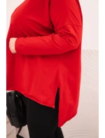 Dámská blůza Plus Size asymetrická s dlouhým rukávem červená Dámská blůza Plus Size asymetrická s dlouhým rukávem červená