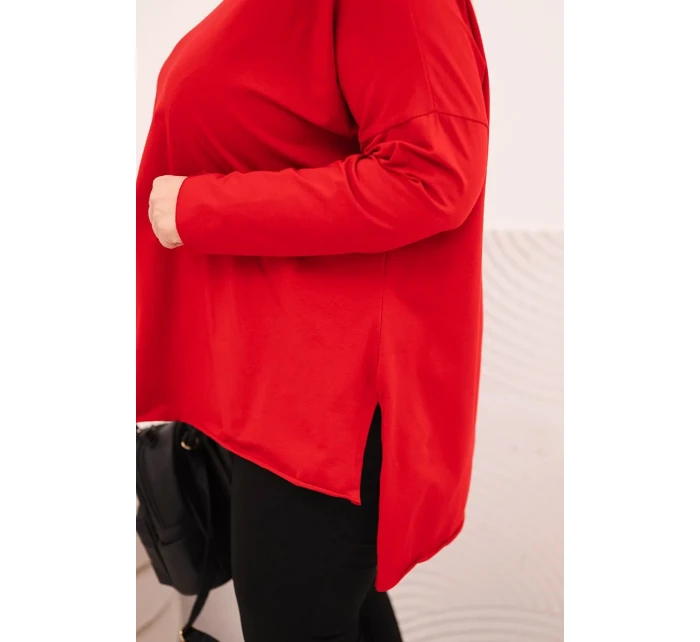 Dámská blůza Plus Size asymetrická s dlouhým rukávem červená Dámská blůza Plus Size asymetrická s dlouhým rukávem červená
