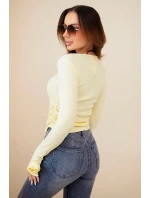 Dámská pruhovaná blůza se sklady po stranách žlutá