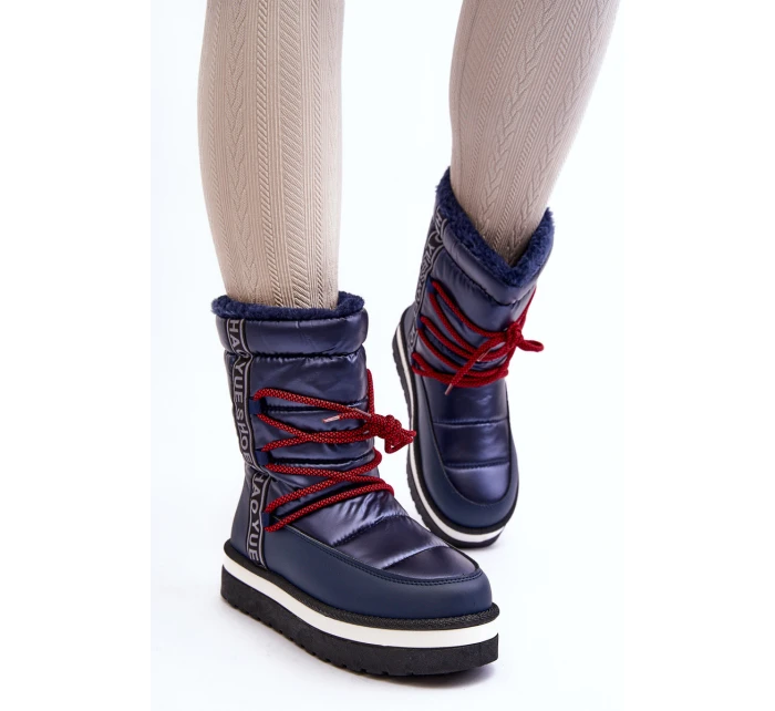 Dámské sněhule s vázáním v modré barvě model 21644706 - Boto Dámské sněhule s vázáním v modré barvě model 21644706 - Boto