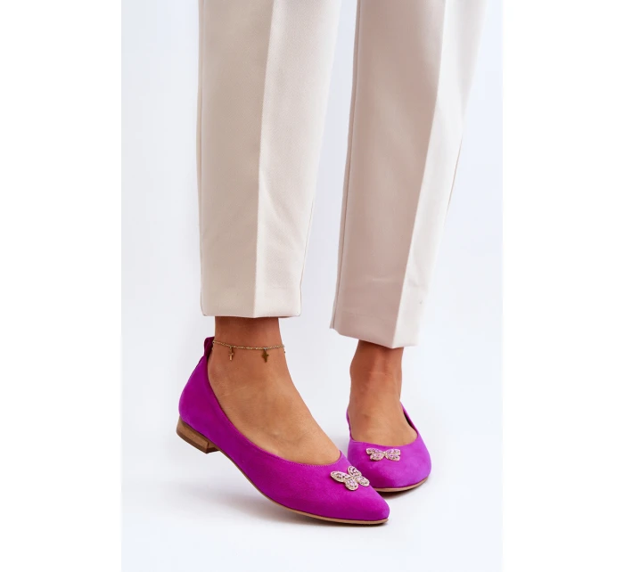Kožené baleríny s ozdobou model 21646285 - Zazoo