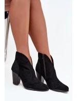 Dámské kotníčkové boty na podpatku z eko semiše černé model 21711578 - Boto