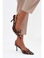 Lodičky s patou a pásky leopardí hnědé model 21711779 - Boto