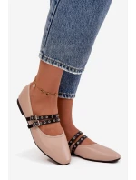 Dámské baleríny s pásky béžové model 21744611 - Boto