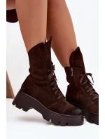 Dámské workery Z Naturalnego Zamszu Zazoo 976 Čokoládové Dámské workery Z Naturalnego Zamszu Zazoo 976 Čokoládové