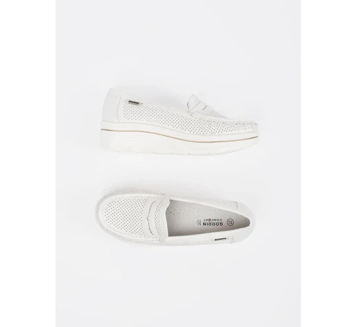 Komfortní bílé  mokasíny dámské platforma