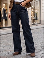 damskie wide leg z wysokim stanem i paskiem granatowe model 22358248 - FashionStreet damskie wide leg z wysokim stanem i paskiem granatowe model 22358248 - FashionStreet