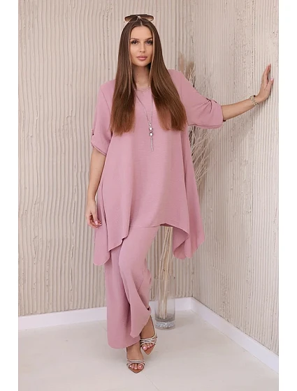 Sada halenky + kalhot s přívěskem pudrově růžová