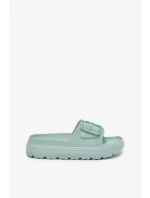 Dámské pěnové pantofle na platformě s přezkou – zelené