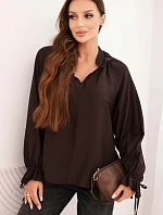 Dámská blůza z viskózy tmavě hnědá - FPrice