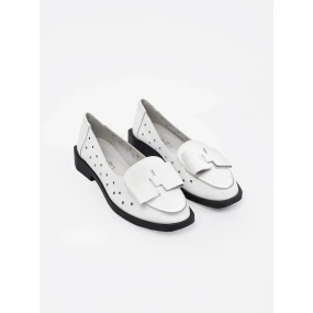 Exkluzívní bílé  baleríny dámské bez podpatku