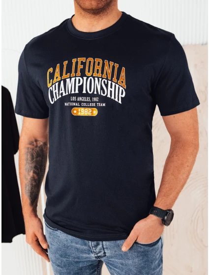 Pánské tmavě modré tričko s potiskem FashionStreet RX5389