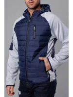 Tmavě pánská sportovní bunda z různých spojených materiálů model 18347870 - J.STYLE Tmavě pánská sportovní bunda z různých spojených materiálů model 18347870 - J.STYLE