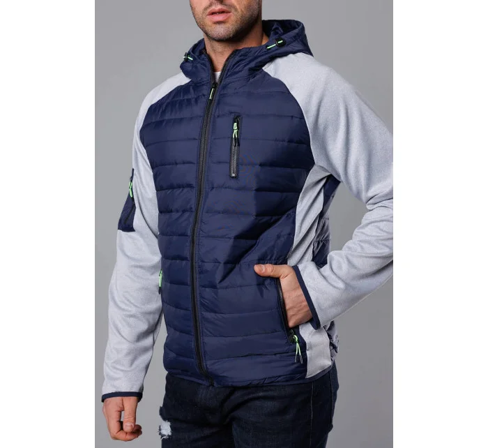 Tmavě pánská sportovní bunda z různých spojených materiálů model 18347870 - J.STYLE Tmavě pánská sportovní bunda z různých spojených materiálů model 18347870 - J.STYLE