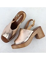 Dámské zlaté sandály na jehlovém podpatku M.Daszynski model 22051585 - M. Daszyński