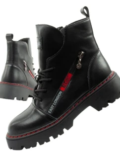 boty dámské dámské zateplené kožené černé červené dámské boty model 21406155 - Lee Cooper