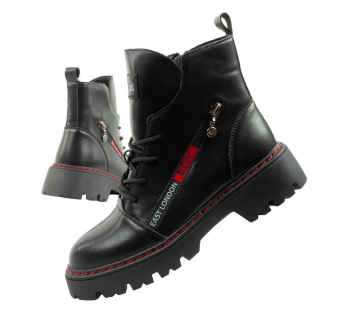 Lee Cooper boty dámské trappery dámské zateplené kožené slingbacks černé červené dámské boty