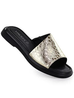 Dámské zlaté kožené žabky model 22116331 - VINCEZA