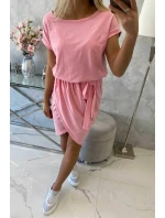 Šaty s obálkovým spodním dílem ve světle růžové barvě