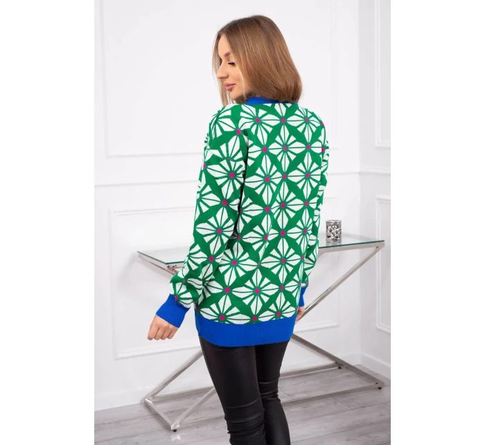 Svetr s geometrickým motivem zelený