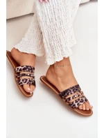 Ploché Dámské Pantofle Se Zlatým Detalem Leopard model 21700060 - Boto Ploché Dámské Pantofle Se Zlatým Detalem Leopard model 21700060 - Boto