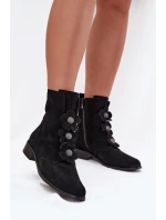 Semišové dámské kotníkové boty Zazoo 3085 černé s ozdobnými květinami Semišové dámské kotníkové boty Zazoo 3085 černé s ozdobnými květinami