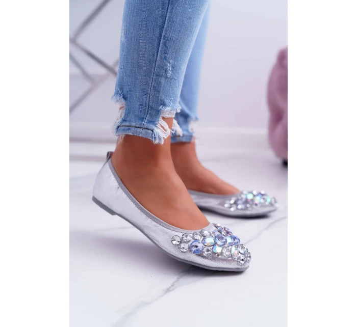Kožené Baleríny S Ozdobnými model 21511200 Stříbrné Crystal - Boto