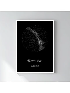 Personalizovaný magický fotoobraz v rámu - 50x70 - hvězdná mapa