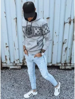 Pánská šedá mikina s potiskem FashionStreet BX5309