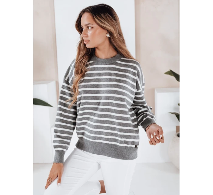 FashionStreet šedý pruhovaný dámský svetr MY2540